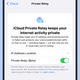 Private Relay can be enabled or disabled with a tap.